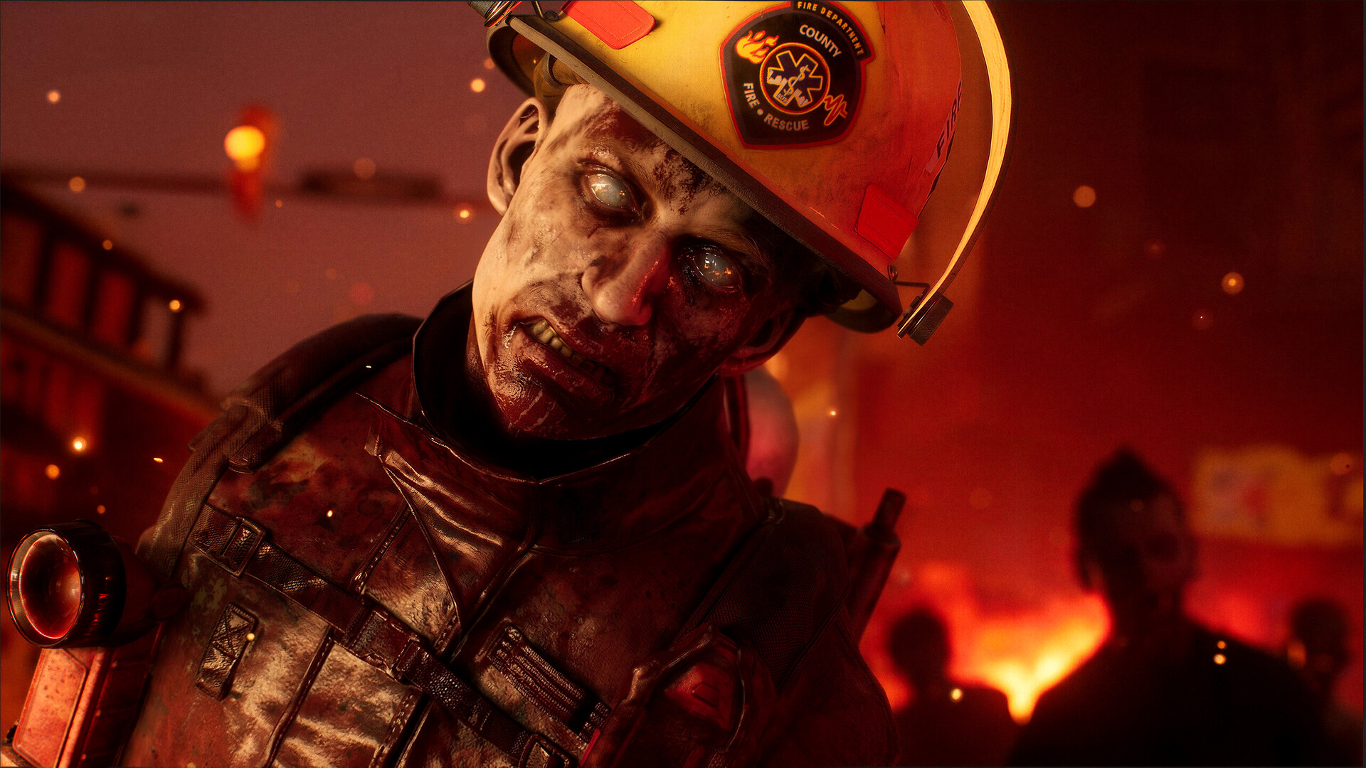 Official No More Room in Hell 2 screenshot showing a firefighter zombie during a co-op encounter